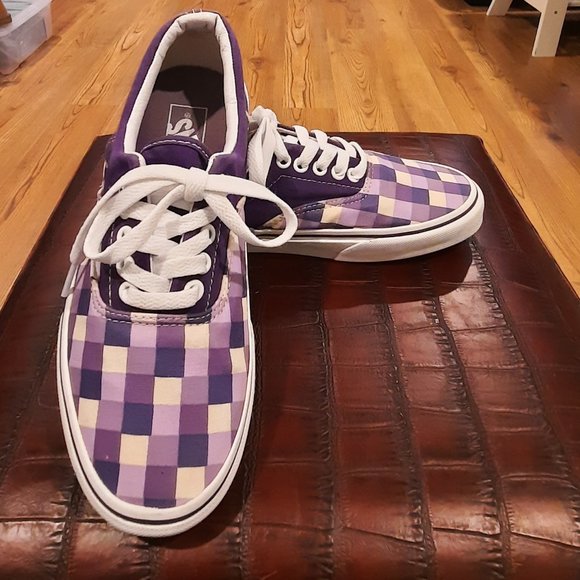 Vans Purple Checkered Low Top Lace Up Canvas Sneakers Womens 8.5 / Men's… - Picture 5 of 11